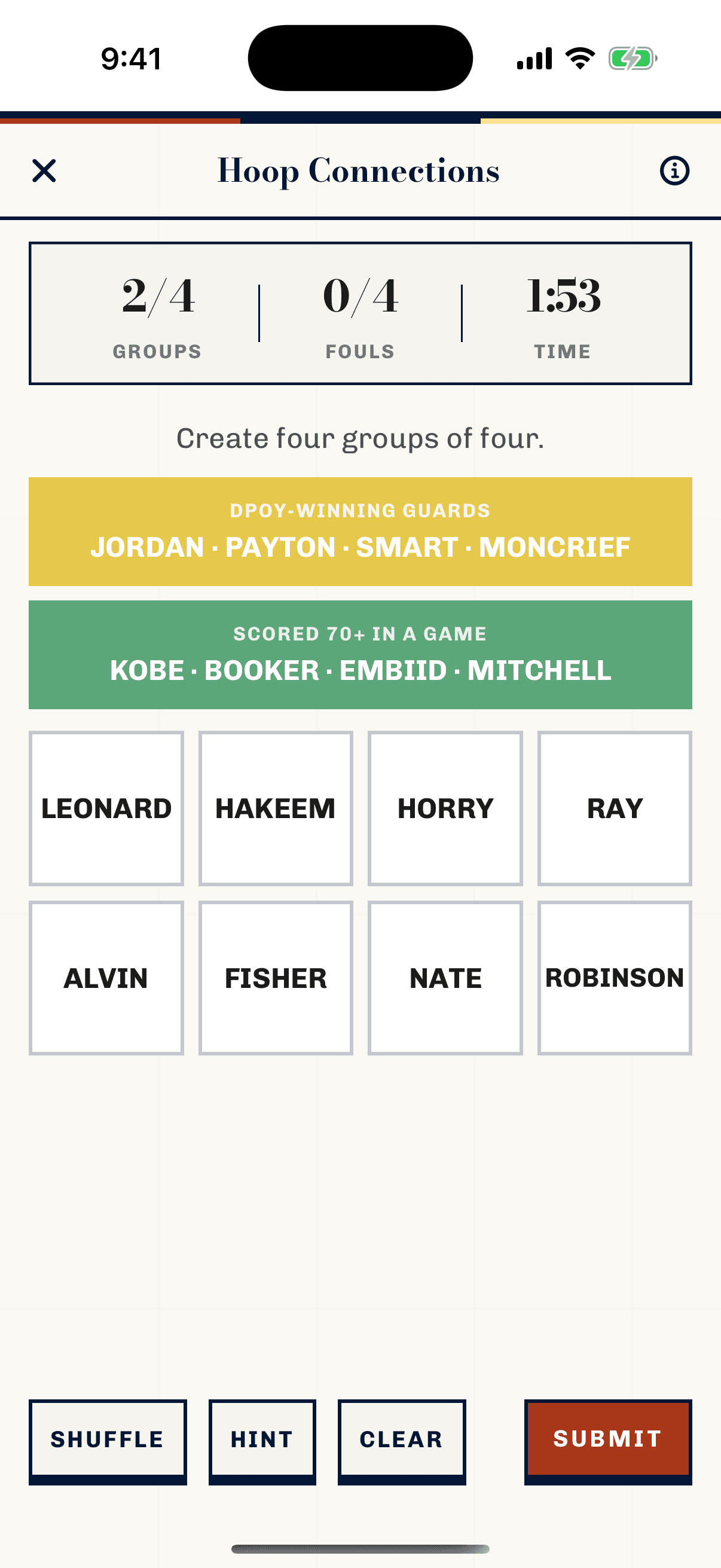 Hoops Slate basketball player puzzle